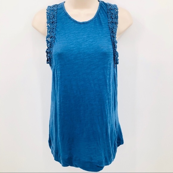 J.Crew women’s tank top blue Lace‎ trim size M - Picture 1 of 7